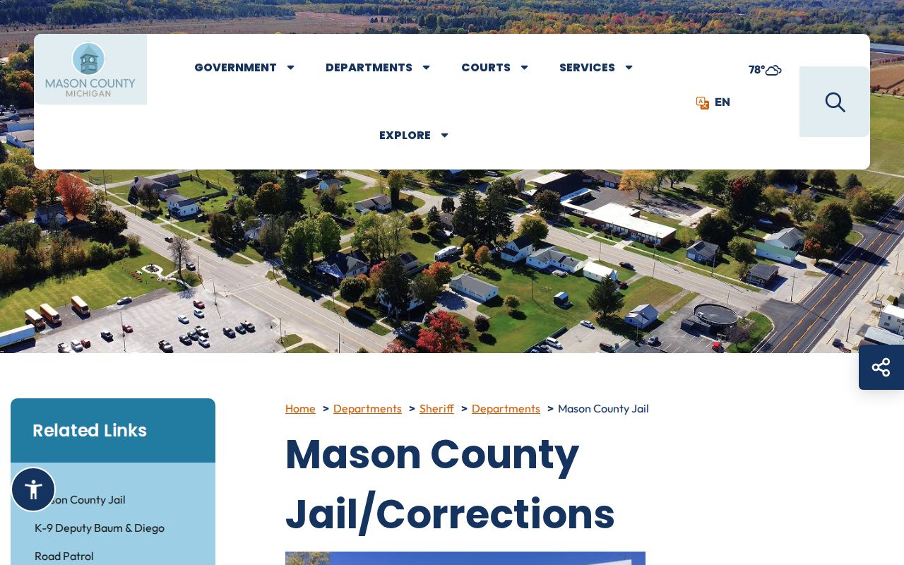 Mason County Jail release facility history and capacity